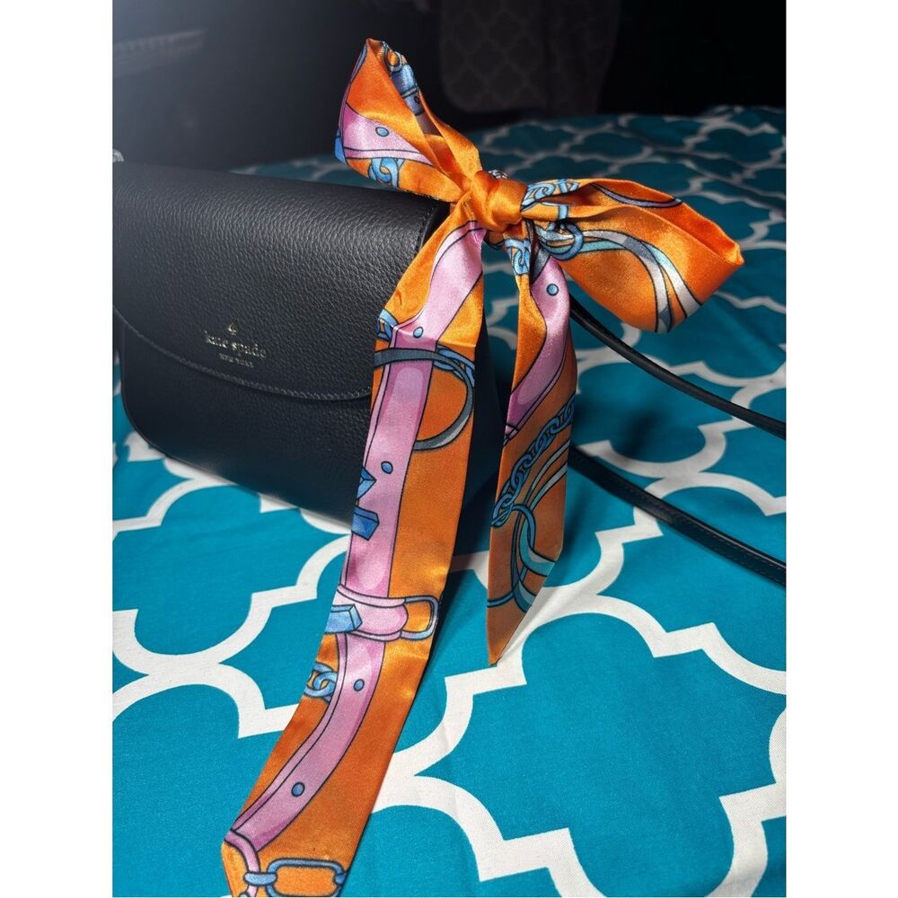 New Orange Chain-Print Twilly Scarf Purse Bag 1.5” x 40”